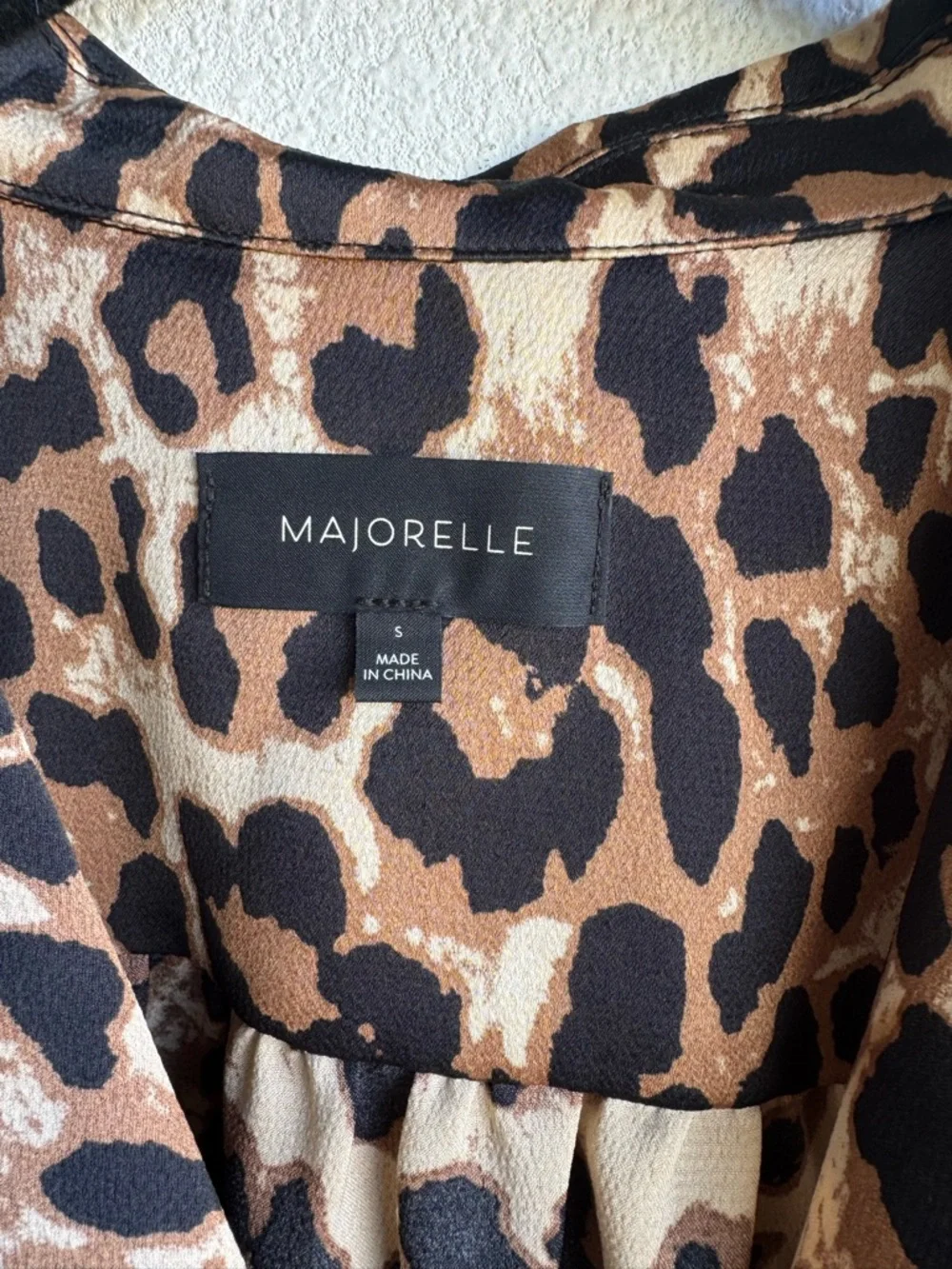 MAJORELLE Del Mar Thai front long sleeve Top in Tan Cheetah size S - Picture 3 of 6